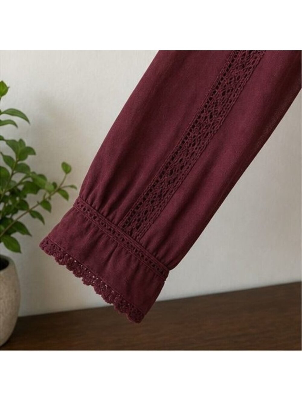 Burgundy Ruffle Blouse - Picture 5 of 6
